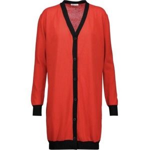 Tomas Maier Cotton Red Black Short Back‎ Long Front Asymmetrical Cardigan Sz 4